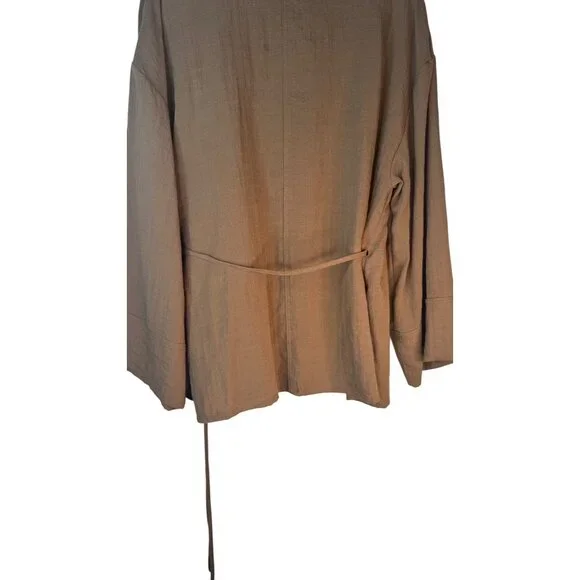 2/$30 ZARA Womens M-L Wrap Blouse Taupe Brown Viscose Blend - Picture 8 of 15